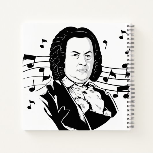 Johann Sebastian Bach Portrait and Bust with Notes Notizblock (Rückseite)