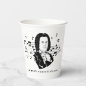 Johann Sebastian Bach Portrait and Bust with Notes Pappbecher (Rückseite)