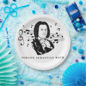 Johann Sebastian Bach Portrait and Bust with Notes Pappteller (Party)