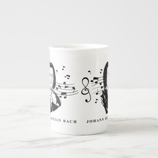 Johann Sebastian Bach Portrait and Bust with Notes Porzellantasse (Vorderseite)