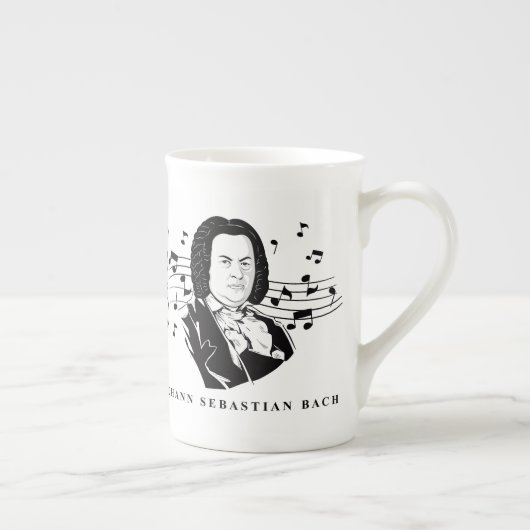 Johann Sebastian Bach Portrait and Bust with Notes Porzellantasse (Rechts)