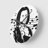 Johann Sebastian Bach Portrait and Bust with Notes Runde Wanduhr (Winkel)