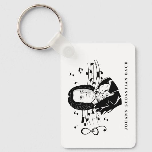 Johann Sebastian Bach Portrait and Bust with Notes Schlüsselanhänger (Vorderseite)