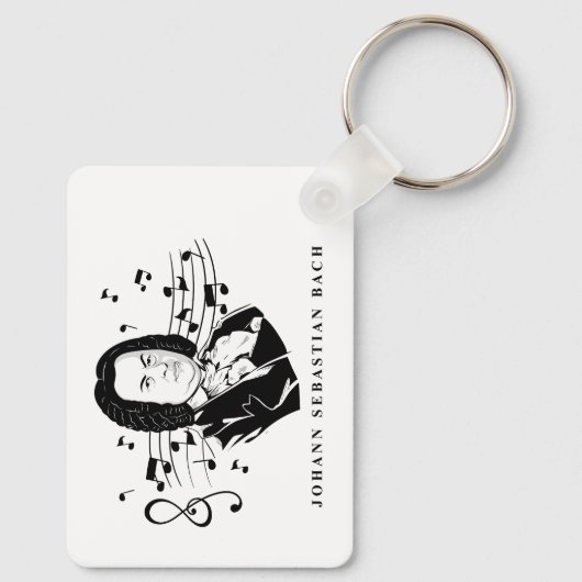 Johann Sebastian Bach Portrait and Bust with Notes Schlüsselanhänger (Rückseite)