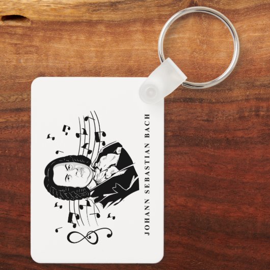 Johann Sebastian Bach Portrait and Bust with Notes Schlüsselanhänger (Rückseite)