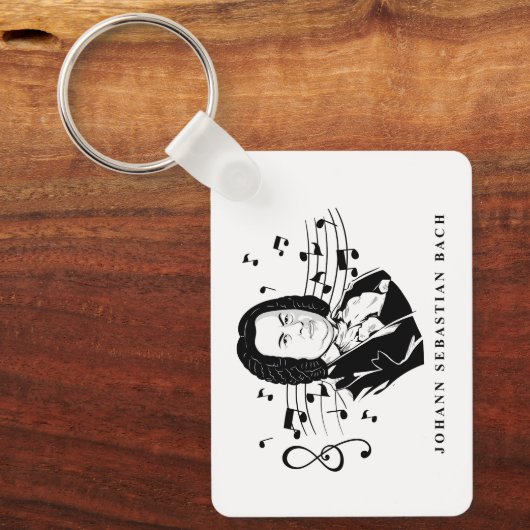 Johann Sebastian Bach Portrait and Bust with Notes Schlüsselanhänger (Vorderseite)