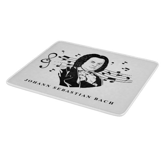 Johann Sebastian Bach Portrait and Bust with Notes Schneidebrett (Ecke)