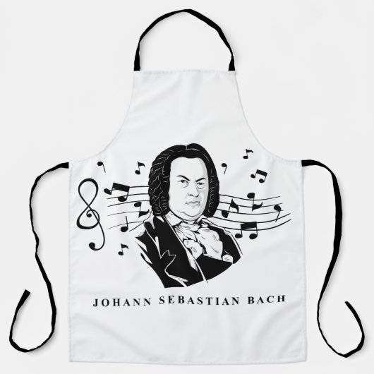 Johann Sebastian Bach Portrait and Bust with Notes Schürze (Vorderseite)
