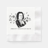 Johann Sebastian Bach Portrait and Bust with Notes Serviette (Vorderseite)