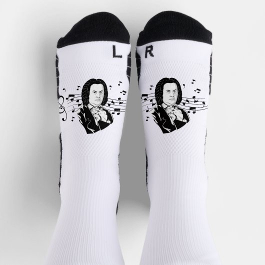Johann Sebastian Bach Portrait and Bust with Notes Socken (Oben)