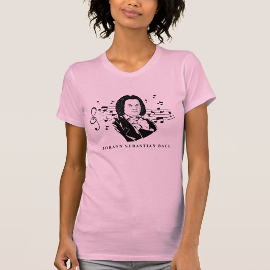 Johann Sebastian Bach Portrait and Bust with Notes T-Shirt (Vorderseite)