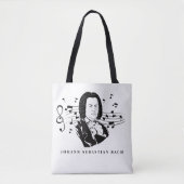 Johann Sebastian Bach Portrait and Bust with Notes Tasche (Vorderseite)