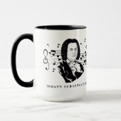 Johann Sebastian Bach Portrait and Bust with Notes Tasse (Links)