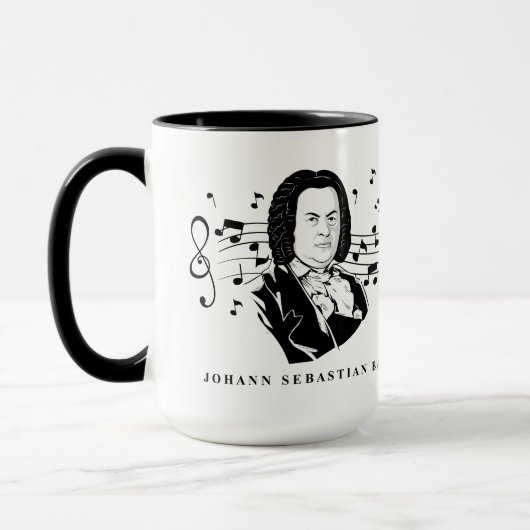 Johann Sebastian Bach Portrait and Bust with Notes Tasse (Links)
