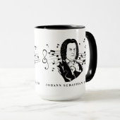 Johann Sebastian Bach Portrait and Bust with Notes Tasse (VorderseiteRechts)