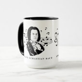 Johann Sebastian Bach Portrait and Bust with Notes Tasse (Vorderseite Links)