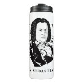 Johann Sebastian Bach Portrait and Bust with Notes Thermosbecher (Vorderseite)
