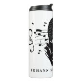 Johann Sebastian Bach Portrait and Bust with Notes Thermosbecher (Nach links gedreht)
