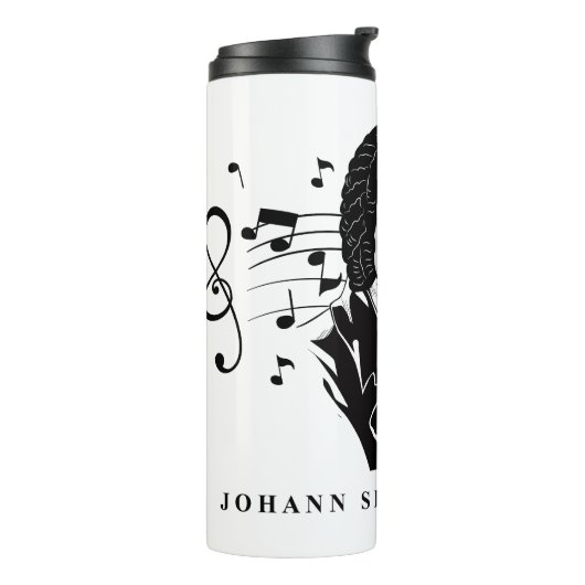 Johann Sebastian Bach Portrait and Bust with Notes Thermosbecher (Nach links gedreht)