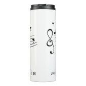 Johann Sebastian Bach Portrait and Bust with Notes Thermosbecher (Rückseite)