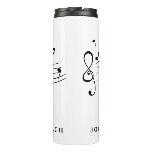 Johann Sebastian Bach Portrait and Bust with Notes Thermosbecher (Rückseite)