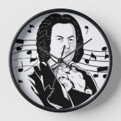 Johann Sebastian Bach Portrait and Bust with Notes Uhr (Vorderseite)