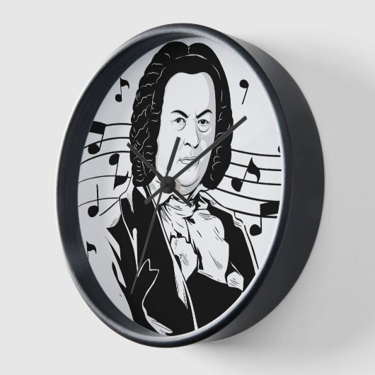 Johann Sebastian Bach Portrait and Bust with Notes Uhr (Winkel)