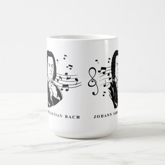 Johann Sebastian Bach Portrait and Bust with Notes Verwandlungstasse (Zentrum)