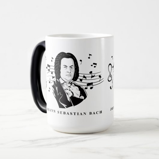 Johann Sebastian Bach Portrait and Bust with Notes Verwandlungstasse (Vorderseite Links)