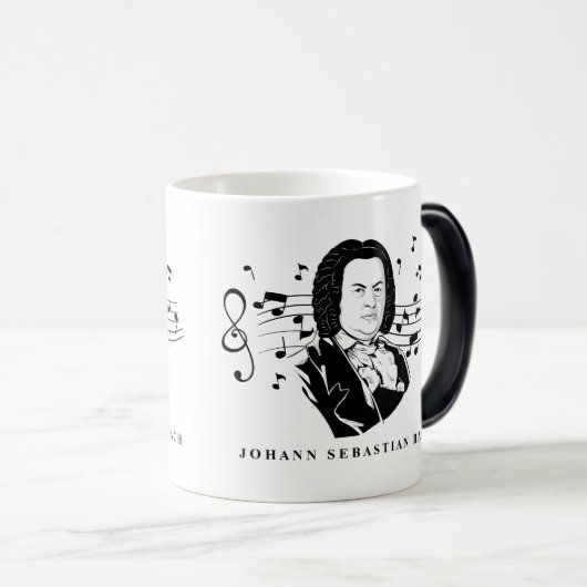 Johann Sebastian Bach Portrait and Bust with Notes Verwandlungstasse (VorderseiteRechts)