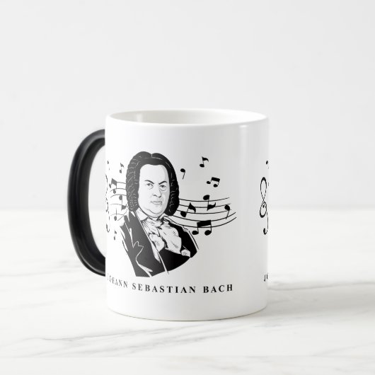 Johann Sebastian Bach Portrait and Bust with Notes Verwandlungstasse (Vorderseite Links)