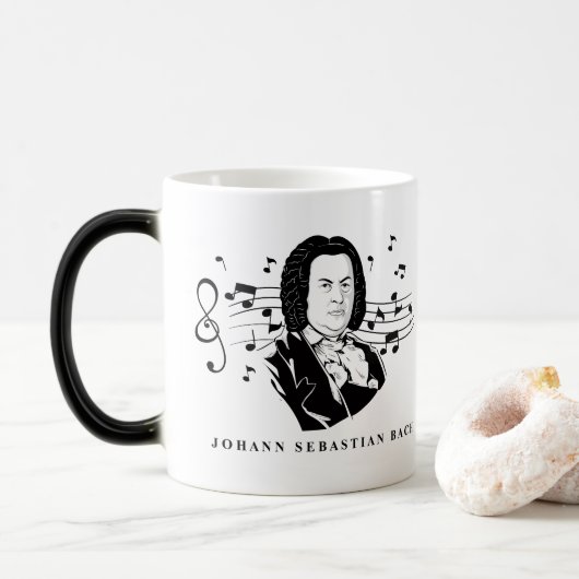 Johann Sebastian Bach Portrait and Bust with Notes Verwandlungstasse (Mit Donut)