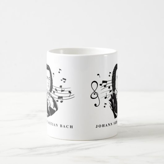 Johann Sebastian Bach Portrait and Bust with Notes Verwandlungstasse (Mittel)