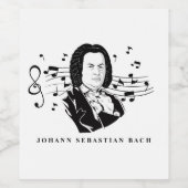 Johann Sebastian Bach Portrait and Bust with Notes Weinetikett (Einzelnes Label)