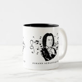 Johann Sebastian Bach Portrait and Bust with Notes Zweifarbige Tasse (VorderseiteRechts)