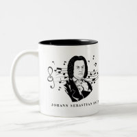 Johann Sebastian Bach Portrait and Bust with Notes