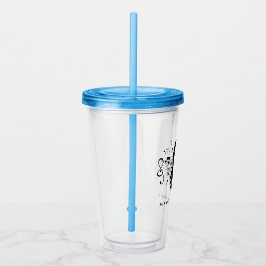 Johann Sebastian Bach Portrait / Büste mit Anmerku Acryltrinkbecher (Rechts)