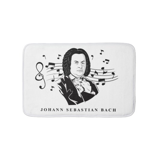 Johann Sebastian Bach Portrait / Büste mit Anmerku Badematte (Vorderseite)