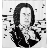 Johann Sebastian Bach Portrait / Büste mit Anmerku Duschvorhang (Vorderseite)
