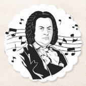 Johann Sebastian Bach Portrait / Büste mit Anmerku Untersetzer (Vorderseite)