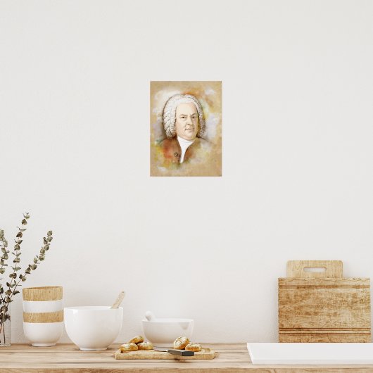 Johann Sebastian Bach Portrait im Aquarell Style Poster (Küche)