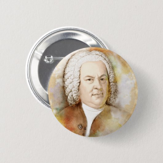 Johann Sebastian Bach Portrait in Beige Button (Vorne & Hinten)