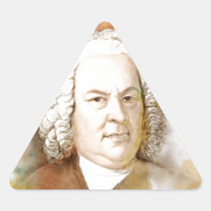 Johann Sebastian Bach Portrait in Beige Dreieckiger Aufkleber