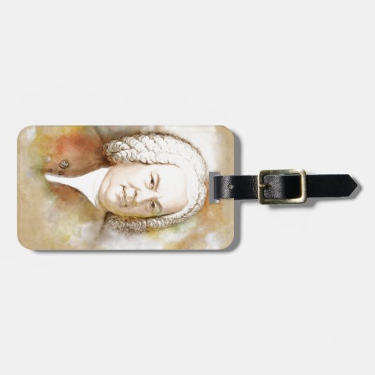 Johann Sebastian Bach Portrait in beige Gepäckanhänger (Vorderseite horizontal)