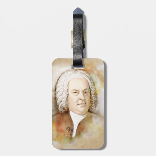 Johann Sebastian Bach Portrait in beige Gepäckanhänger (Rückseite vertikal)
