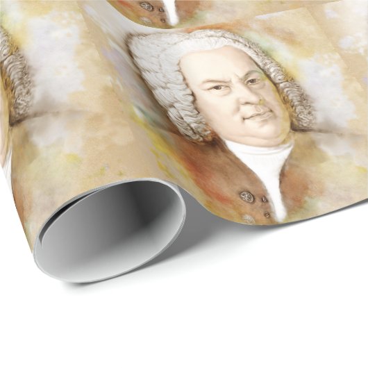 Johann Sebastian Bach Portrait in Beige Geschenkpapier (Rolleneckpunkt)