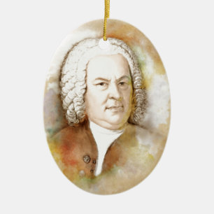 Johann Sebastian Bach Portrait in Beige Keramik Ornament