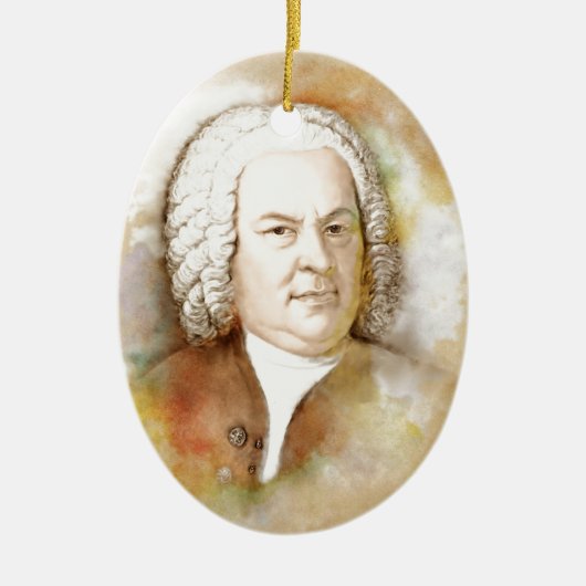 Johann Sebastian Bach Portrait in Beige Keramik Ornament (Vorne)