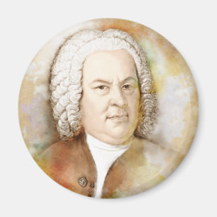 Johann Sebastian Bach Portrait in Beige Magnet
