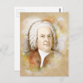 Johann Sebastian Bach Portrait in beige Postkarte (Vorne/Hinten)
